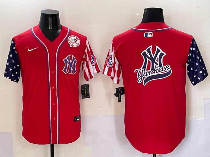 Men New York Yankees Blank Red a generation of national flags Jointly Name 2025 Nike MLB Jersey style 18->new york yankees->MLB Jersey